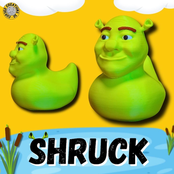 Shruck Rubber Duck | Cursed Ogre Duck Figure | Funny Duck Toy | 3D Printed Meme Gift | Bathroom Decor |
