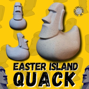 Easter Island Moai Duck: 3D Printed Stone Effect Collectible