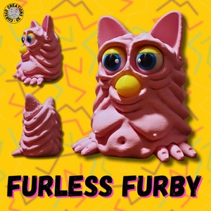 Furless Fur-B Figure | Cursed 90s Toy | 3D Printed Meme Gift | Nostalgic Millennial Present | Funny Desk Decor | Gag Gift