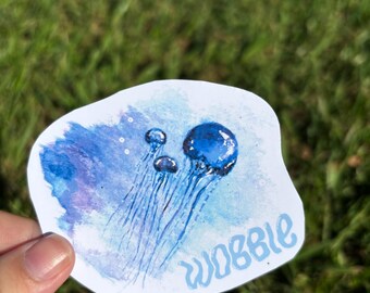 Watercolor Jellyfish Sticker - Hand-Drawn Ocean Art