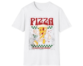 Pizza Lover Unisex T-Shirt, Animated Pizza Tee, Funny Food Shirt, Pizza Slice Graphic Tee, Pizza Party Shirt