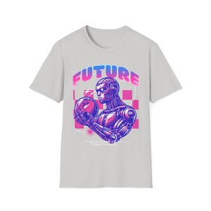 Futuristische Roboter Unisex T-Shirt, World in Your Hands T-Shirt, Sci-Fi Grafik Top, Geschenk für Technologie-Liebhaber, Geeky Shirt