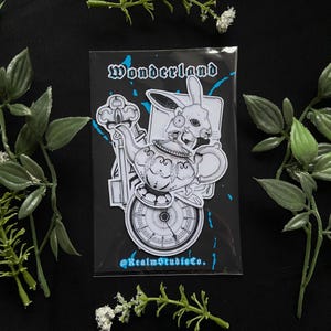 Paquete de pegatinas de WONDERLAND / Paquete de 8 pegatinas / Ilustración de tatuaje / Pegatinas góticas / Pegatinas de fantasía / Inspirado en Alicia en el País de las Maravillas