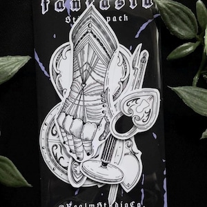 Paquete de pegatinas FANTASIA / Paquete de 8 pegatinas / Ilustración de tatuajes / Pegatinas góticas / Pegatinas de fantasía medieval / Paquete de pegatinas de fantasía oscura