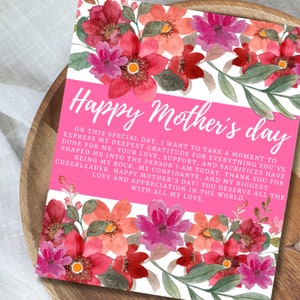 Tarjetas de agradecimiento y Polaroids del Día de la Madre con flores ¡Editables, imprimibles, personalizadas con la foto de tu mamá!,png,pdf,template del Día de la Madre