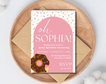 Pink Baby Sprinkle Invitation, Girl Baby Sprinkle Invite, Printable Editable Template, Instant Download, PDF, JPG, or PNG