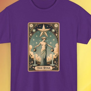 Tarotkaartshirt, The Star-T-shirt, mystieke tarot-T-shirt, Celestial Shirt, Unisex kleding, astrologieshirt, schattig boho-shirt, lentestijl