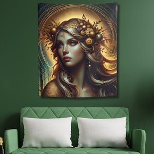 Freya Tapestry, Norse Goddess Wall Art, Viking Decor, Divine Feminine, Mythology Wall Hanging, Nordic Goddess Room Decor, Norse Pagan Art