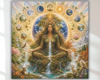 Gaia Canvas Wall: Mother Earth Goddess, Spiritual Nature Decor, Meditation & Sacred Space Decor