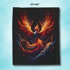 Rising Phoenix Velveteen Blanket: Mythical Firebird Throw