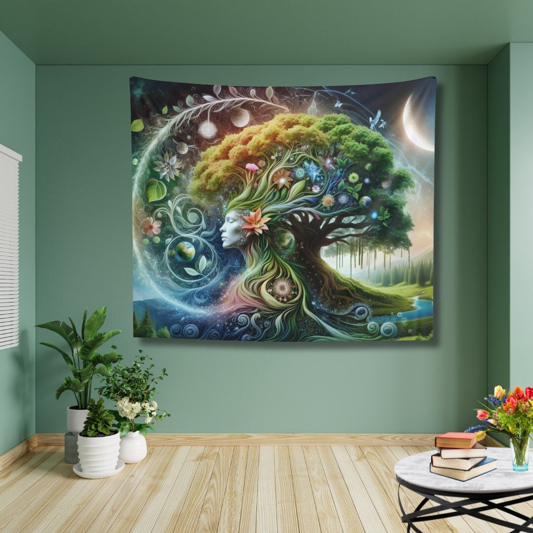 Art Gaia Tapestry Grey Tree Alex Grey Gaia Tapestry Abstract Psychedelic  Visionary, image size:1080x1080