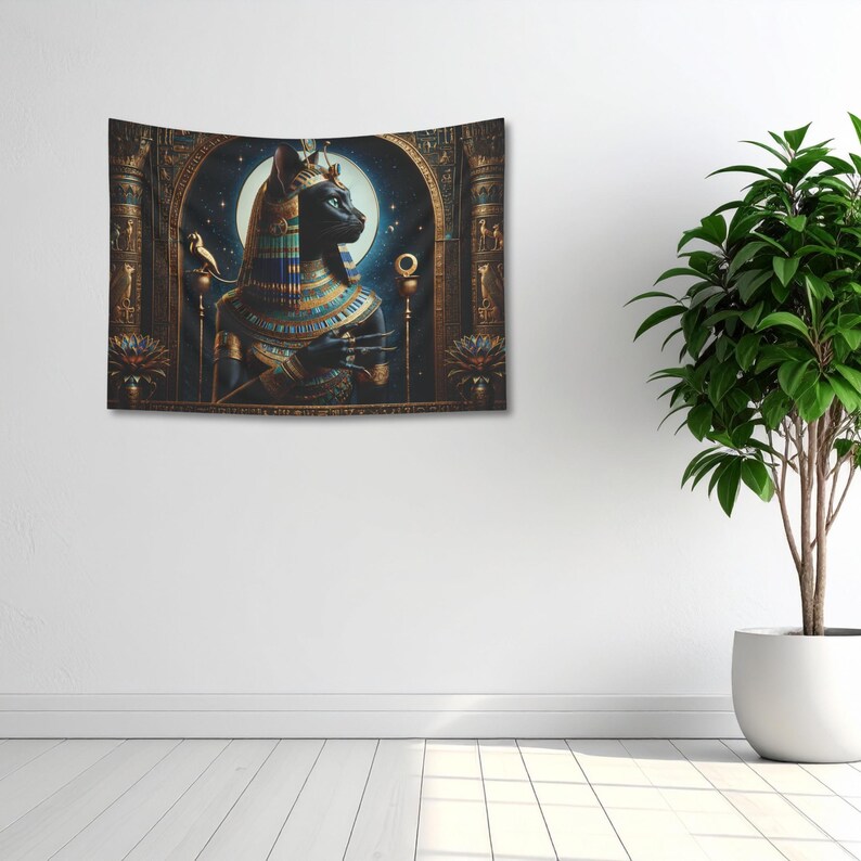 Bastet Tapestry: Egyptian Lioness Goddess Wall Art image 7