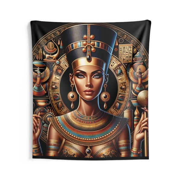 Majestic Queen Nefertiti Tapestry Ancient Egyptian Art Majesty Tapestry Queen Power Tapestry Gift Ancient Egypt Decor Indoor Wall Tapestries