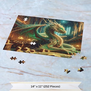 Dragon Jigsaw Puzzle, Fantasy Reader Gift, Puzzle For Adults, Mythical Puzzle, Book Lover Puzzle, Whimsical Jigsaw ~ 120, 252, 500 Pieces