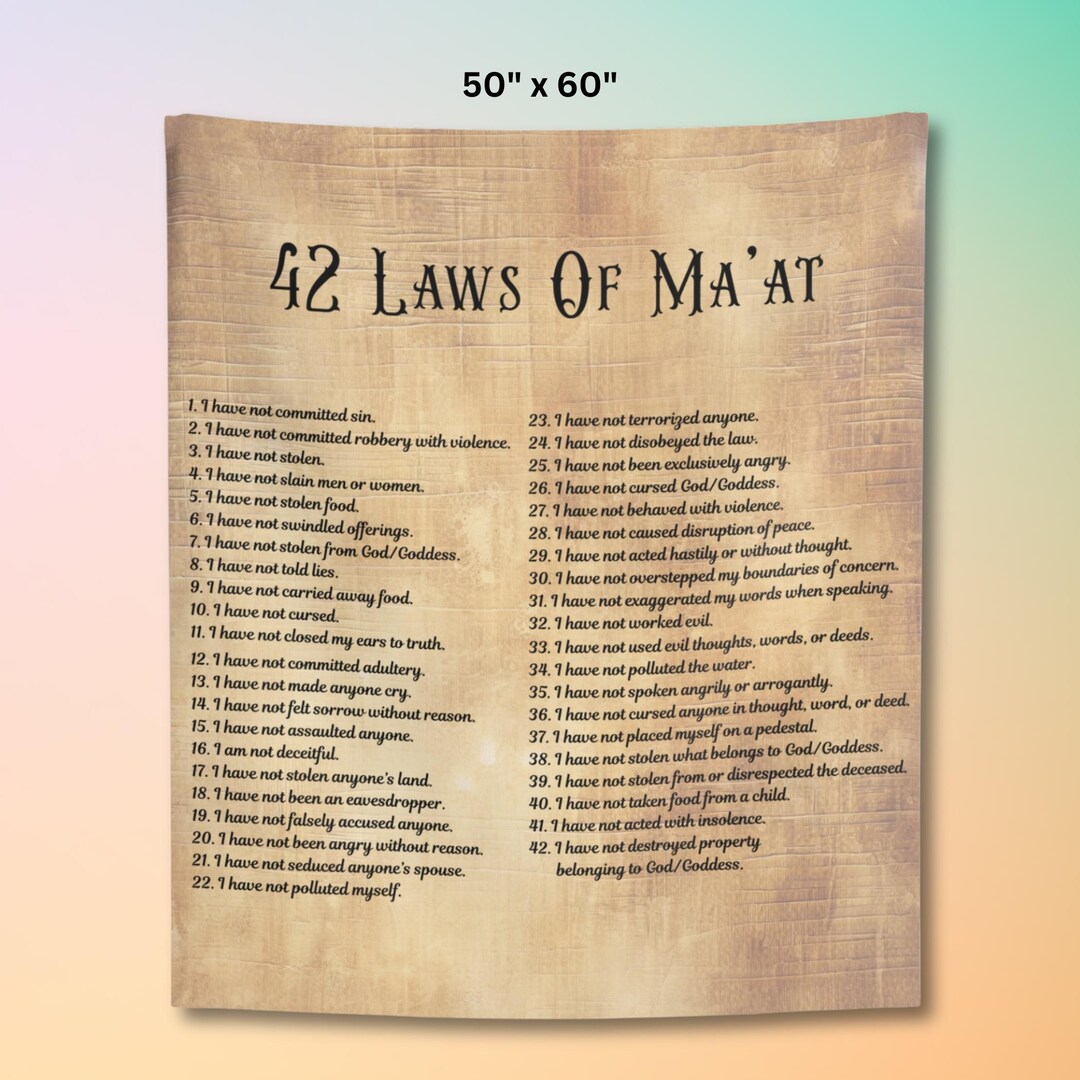 42 Laws of Ma'at Tapestry Ancient Egyptian Spiritual Home Decor Etsy