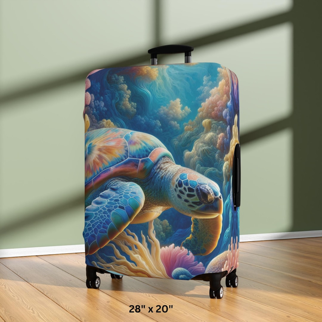 Sea Turtle Hawaiian Pattern Print Luggage Cover Protector