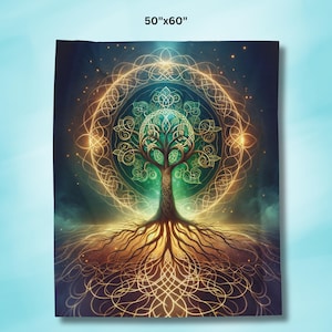 Soft Velveteen Celtic Tree of Life Blanket Celtic Symbol Blanket Soft Velveteen Throw Celtic Art Decor Tree of Life Art Irish Heritage Gift