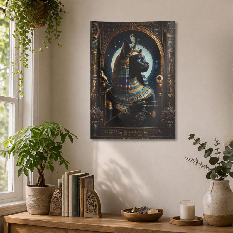 Bastet Tapestry: Egyptian Lioness Goddess Wall Art image 8