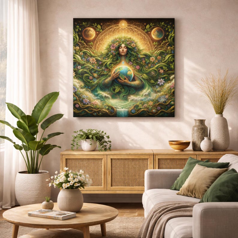Gaia Canvas: Earth Goddess Wall Art, Divine Feminine Nature Design, Mother Earth Decor image 7