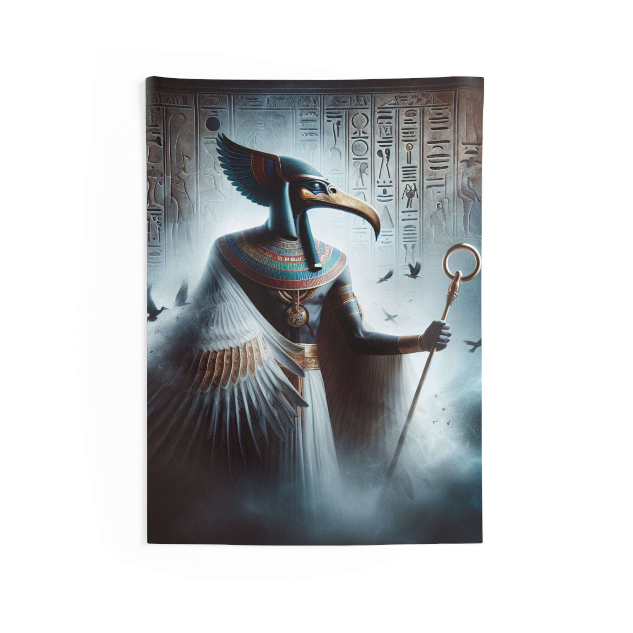 Majestic and Powerful Egyptian God Thoth Tapestry Mysterious Moon ...