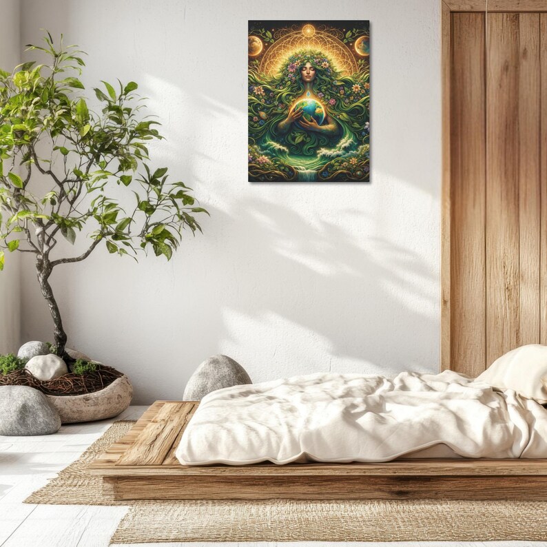 Gaia Canvas: Earth Goddess Wall Art, Divine Feminine Nature Design, Mother Earth Decor image 3