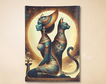 Bastet Tapestry: Egyptian Goddess Wall Art