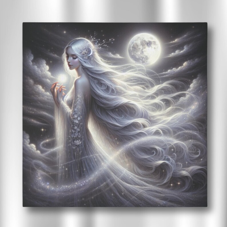 Selene Canvas Art: Moon Goddess Wall Decor, Celestial Lunar Artwork - Etsy