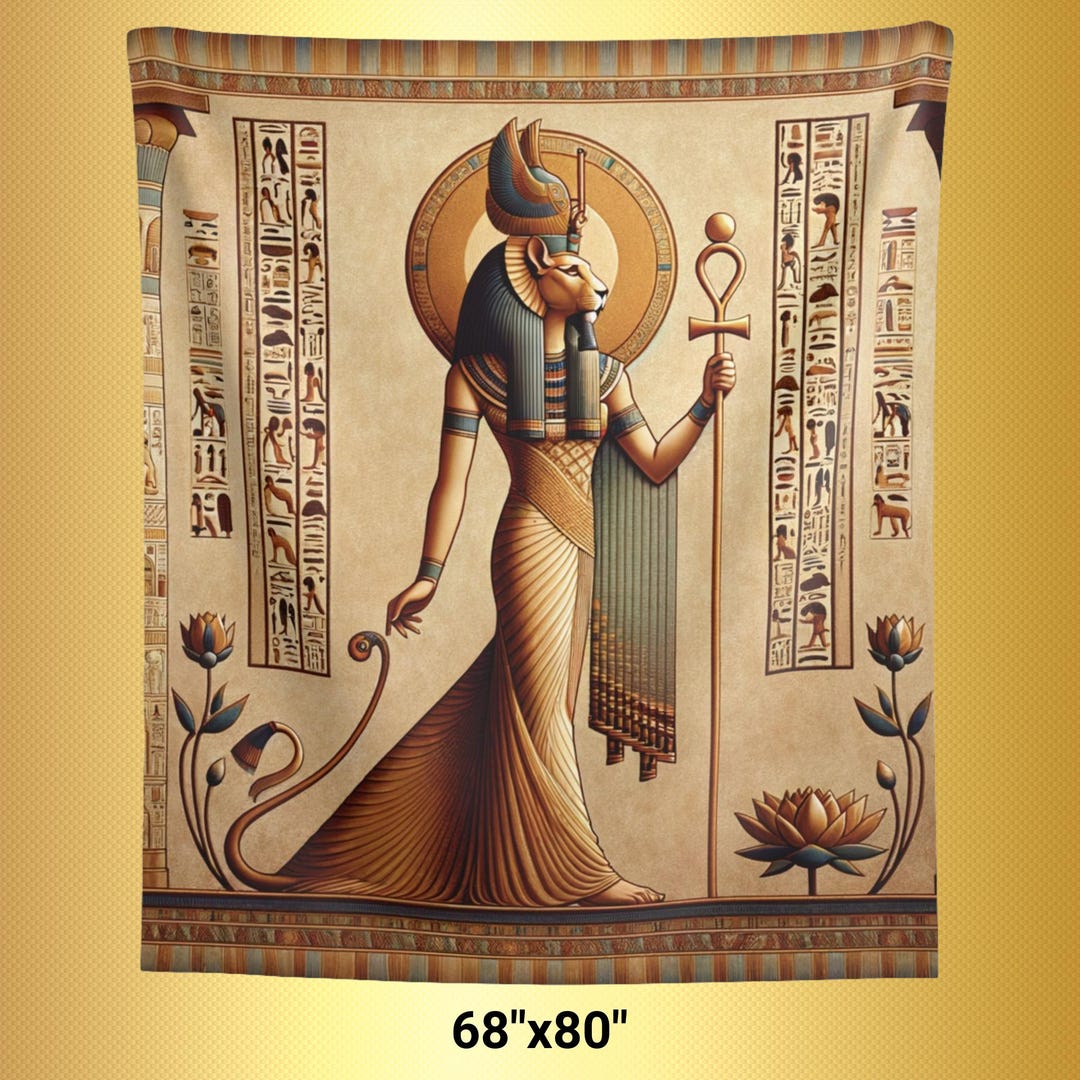 Ancient Egyptian Sekhmet Tapestry, Lioness Goddess Wall Hanging ...
