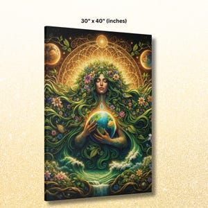 Gaia Canvas: Earth Goddess Wall Art, Divine Feminine Nature Design, Mother Earth Decor 30" x 40" (Vertical)