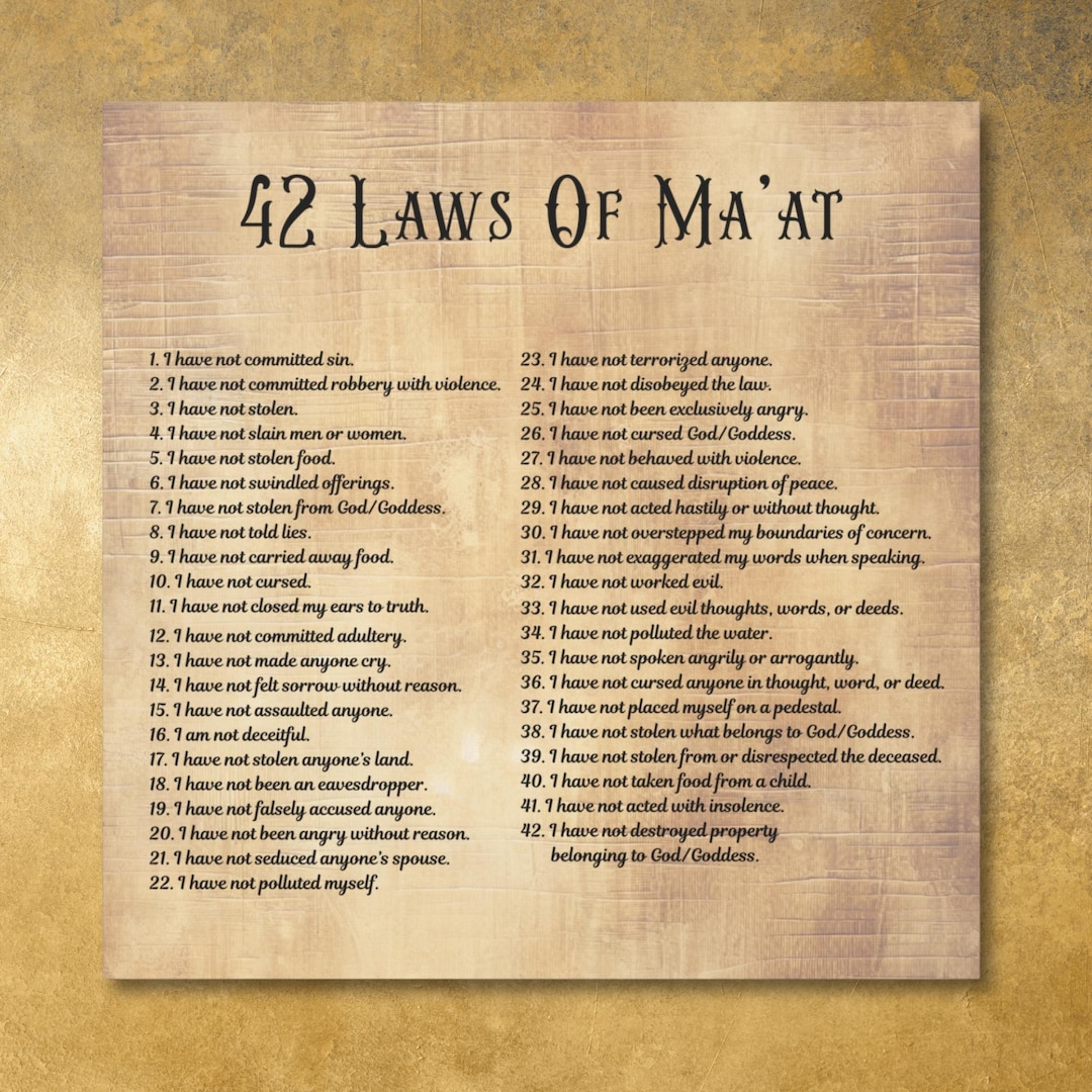 42 Laws of Maat Canvas Ancient Egyptian Spiritual Wall Art Decor Etsy