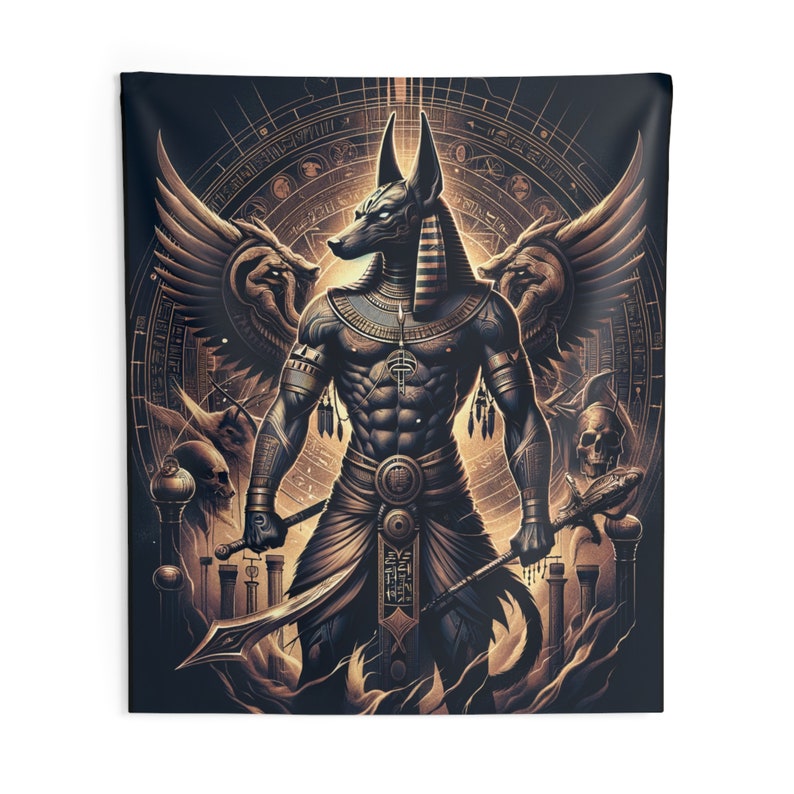 Anubis Egyptian Tapestry Jackal God Ancient Warrior Egyptian Wall Art ...