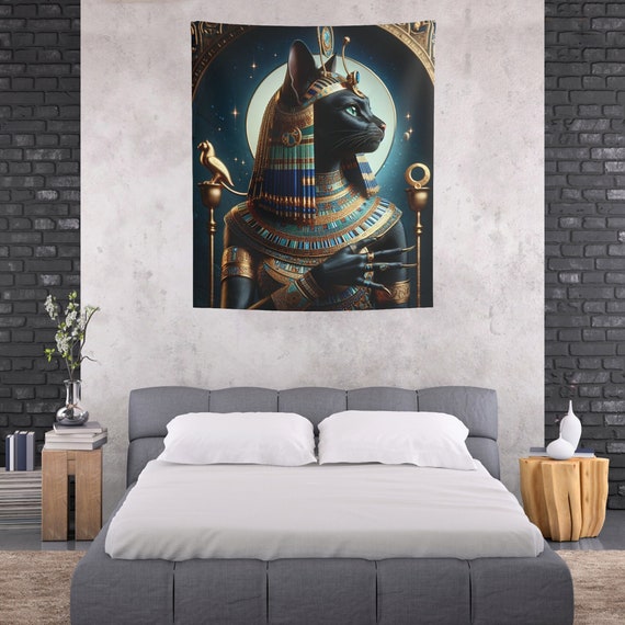Bastet Tapestry: Egyptian Lioness Goddess Wall Art