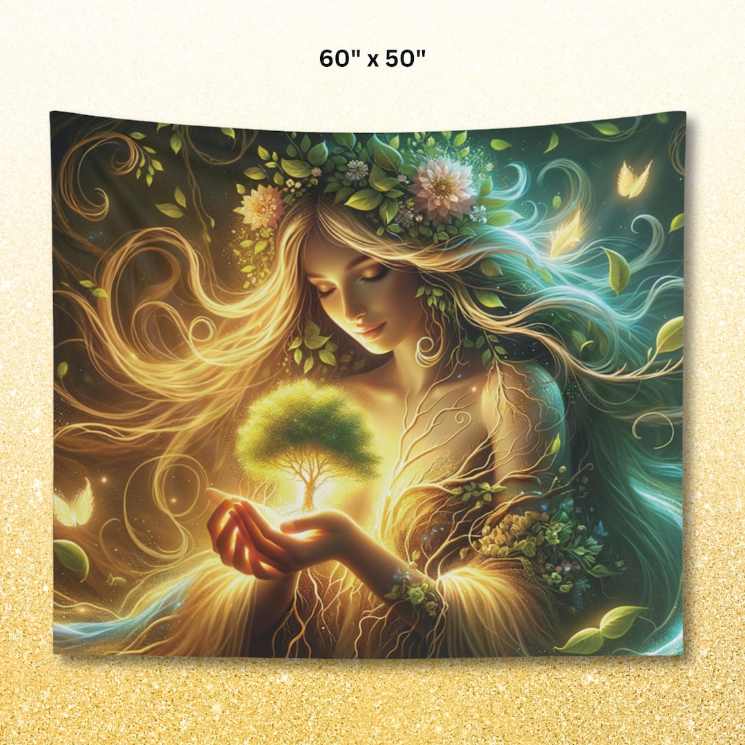 Goddess Gaia Tapestry: Earth Mother Nature Wall Art - Etsy