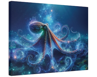Octopus Canvas Art: Ocean Wall Decor, Underwater Sea Life Print, Marine Animal Artwork