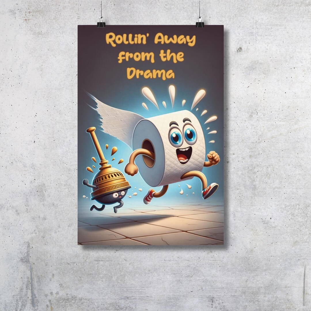 Funny Toilet Paper Cartoon Print: Bathroom Humor Wall Art - Etsy