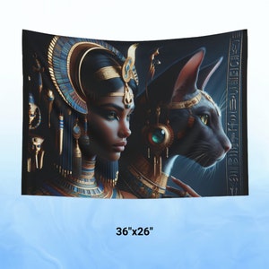 Bastet Egyptian Tapestry Lioness Goddess Ancient Egyptian Wall Art Egyptian Mythology Egyptology Souvenir Indoor Wall Tapestries