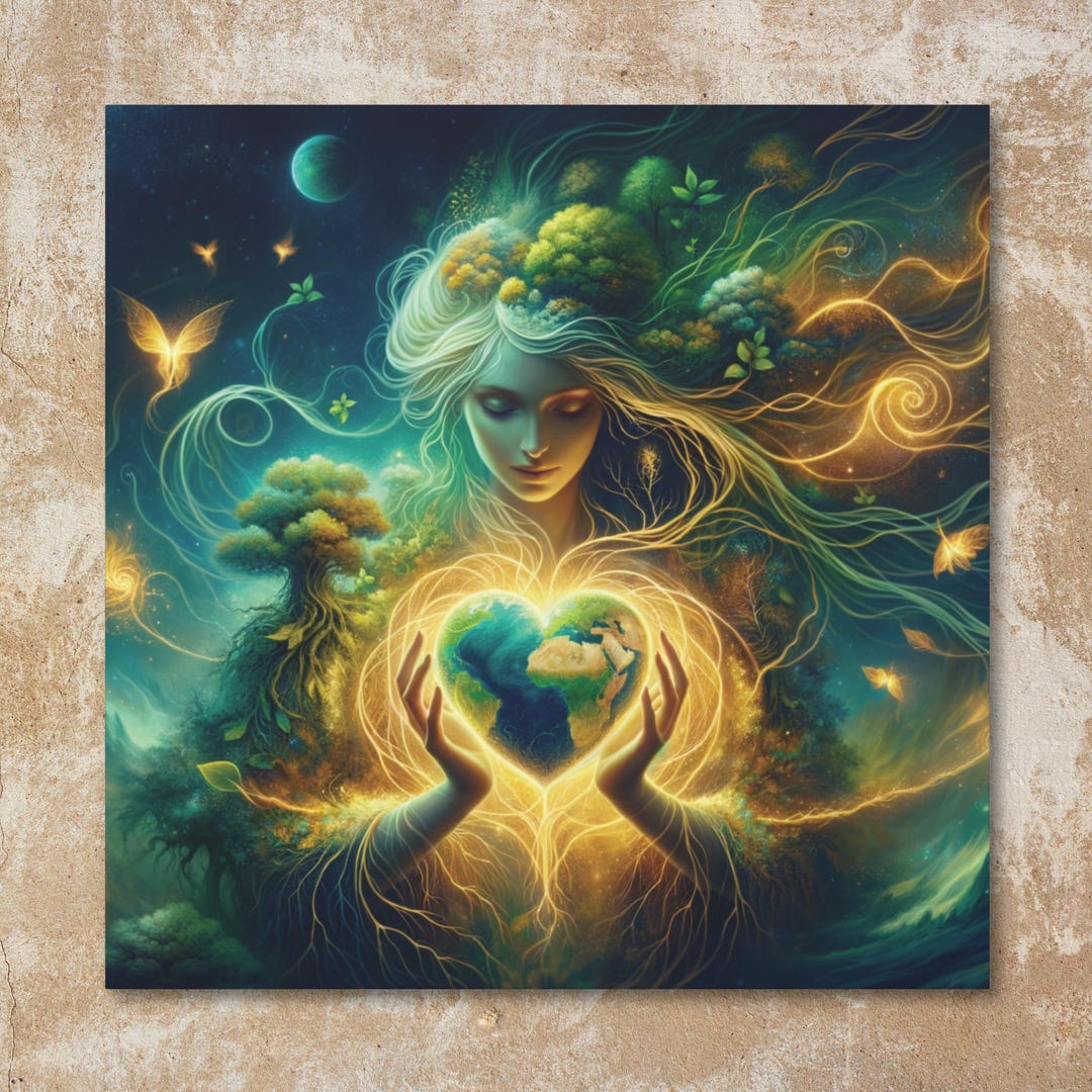 Gaia Canvas Art: Earth Goddess Wall Decor, Mother Nature Spiritual ...
