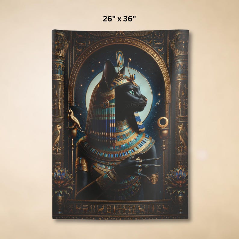 Bastet Tapestry: Egyptian Lioness Goddess Wall Art 26" × 36"