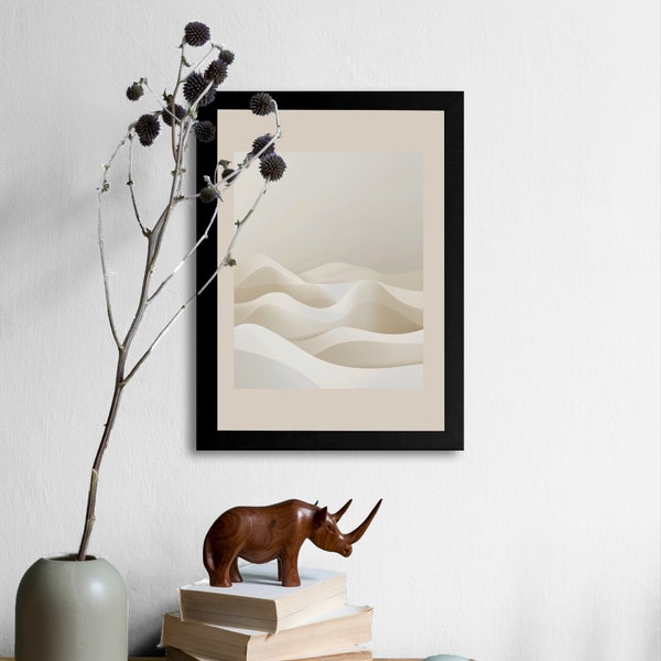 Abstract Sand Dunes Canvas Art, Beige Neutral Tones Wall Decor, Modern Minimalist Nature Print, Large Wall Art for Living Room