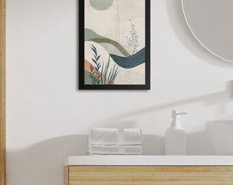 Abstract Landscape Wall Art, Modern Geometric Nature Print, Boho Chic Earth Tone Home Decor, Large Minimalist Poster