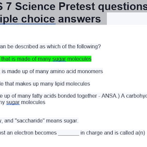 ATI TEAS 7 Science Pretest questions and multiple choice answers