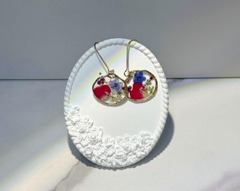 Handmade Dangle Earrings,Resin Earrings,wild flower earrings,pressed colorful flowers earrings,Mixed Flower Earrings,gift
