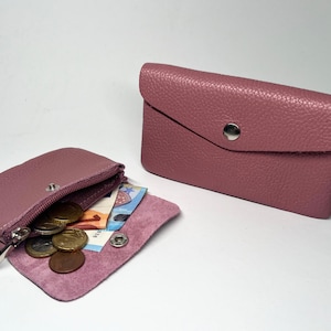 Echtleder Damen Geldbörse, Portemonnaie mit Reißverschluss, Minimale Brieftasche, Geldtasche,  Damen Münztasche, Frauen, Weihnachtsgeschenk