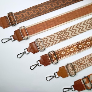 Echtleder Taschengurt, Taschenriemen, Gemustert, Schultergurt, Kameragurt, Cognac Braun Schulterriemen für Damentasche, Bauchtasche