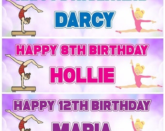 2 Personalised Gymnastic Birthday Party Celebration Banners Decoration Posters
