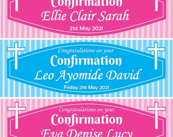 2 Personalised Confirmation Congratulations Banners Party Celebration Posters