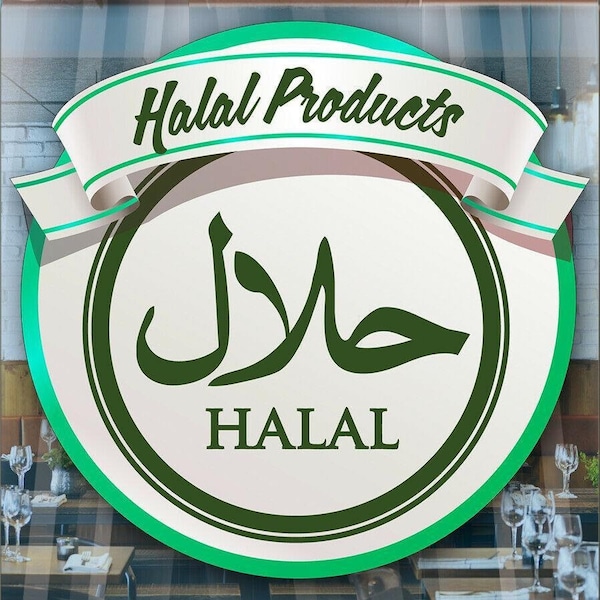 Halal Food Served Here Takeaway Window Cafe Shop Restaurant Sticker Sign Decal