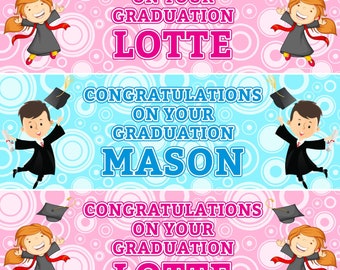 2 Personalised Graduation Party Celebration Banners Decoration Posters