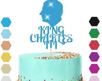 King Charles III Coronation Cake Topper British Royal Party Glitter Cake Decoration