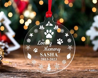 Personalised Dog Cat Pet Memory Christmas Bauble Memorial Xmas Tree Gift